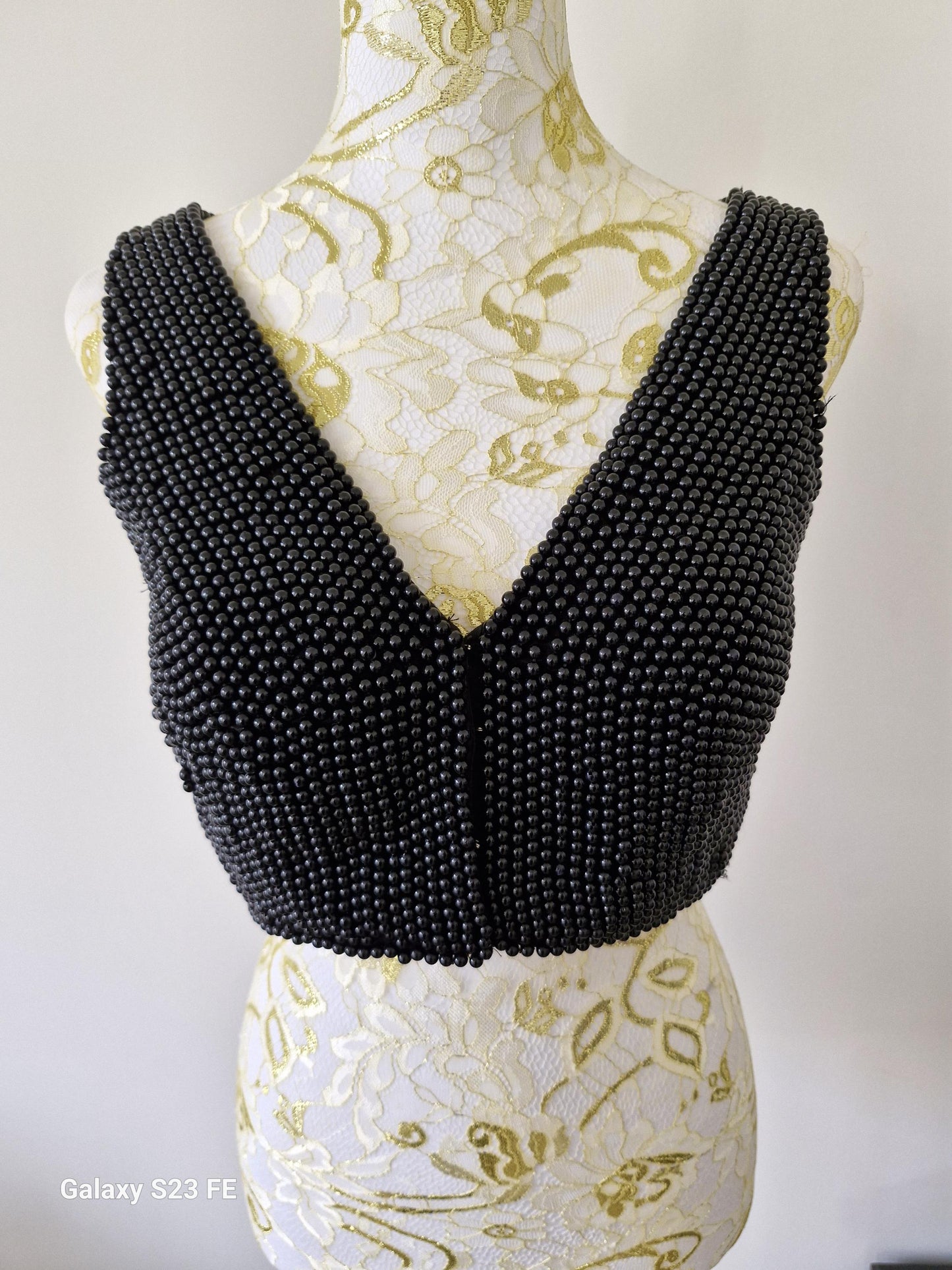 Black Beaded Designer Saree Blouse