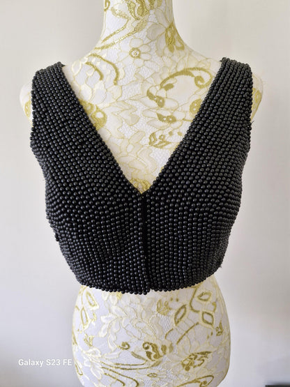 Black Beaded Designer Saree Blouse