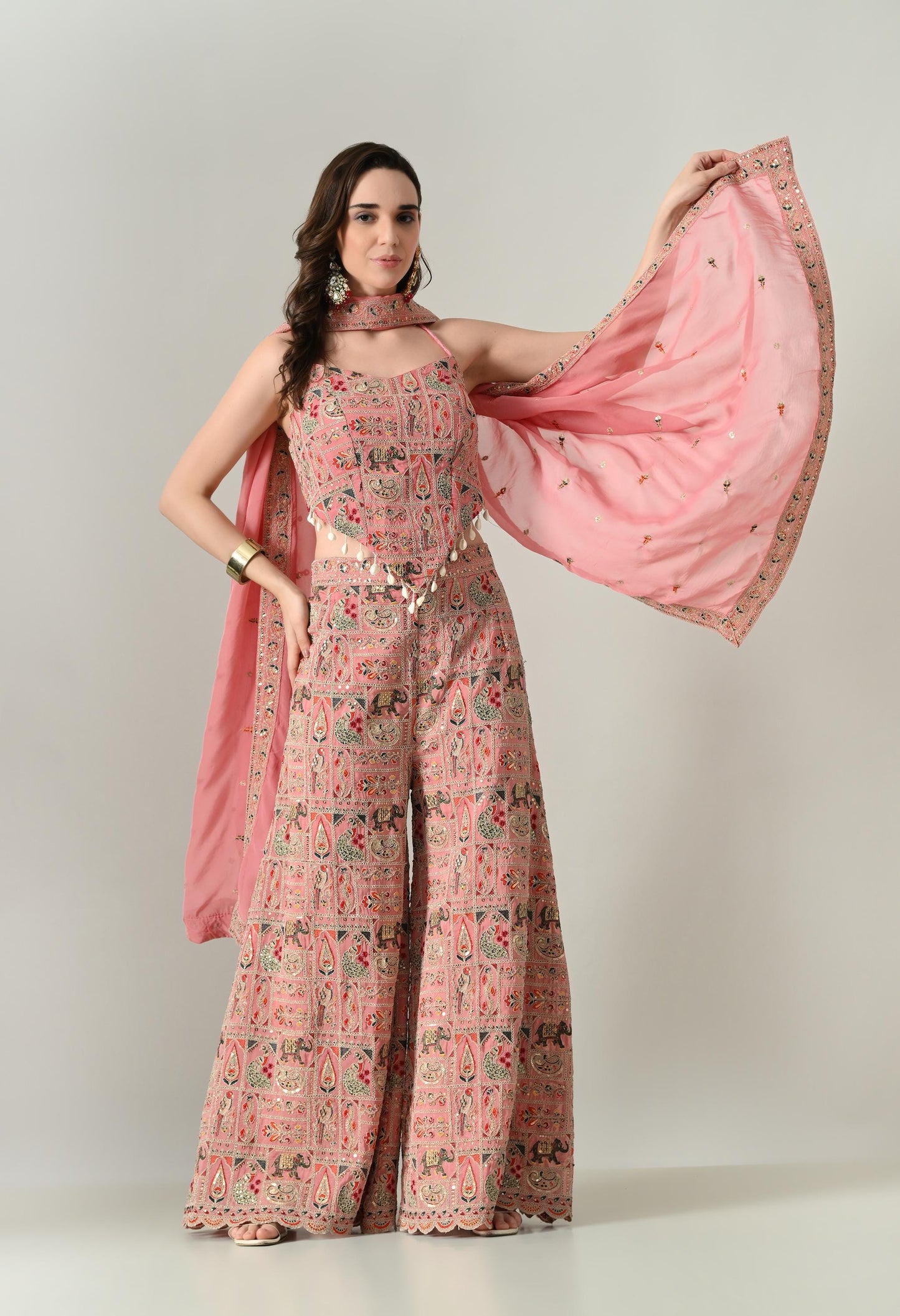 Dori-Back Pink Indo-Western Fusion Outfit | Size 38