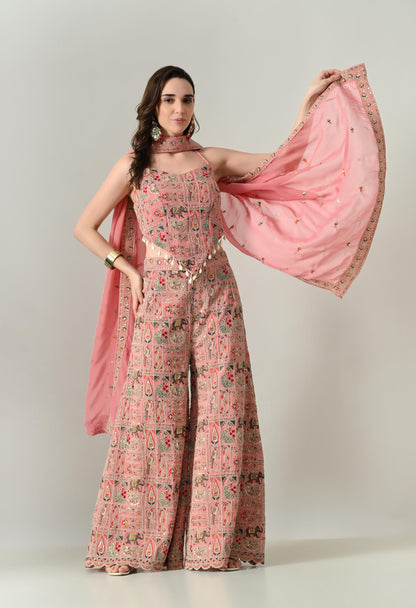 Dori-Back Pink Indo-Western Fusion Outfit | Size 38