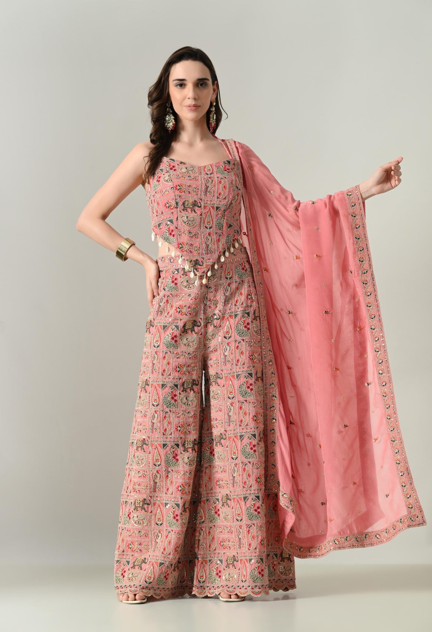 Dori-Back Pink Indo-Western Fusion Outfit | Size 38