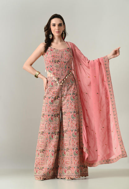 Dori-Back Pink Indo-Western Fusion Outfit | Size 38