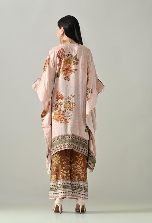 Muslin Digital Print Kaftan Set with Matching Pants  Size 42