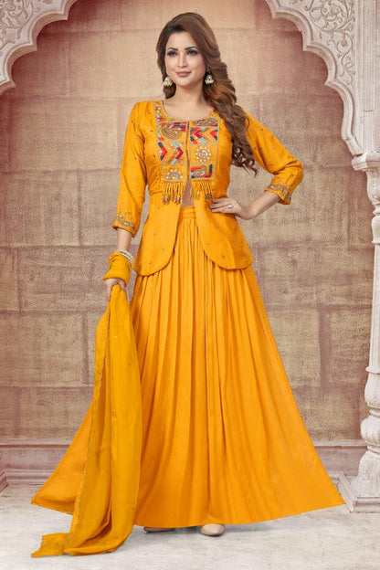 Mustard Yellow Indo Western Outfit , size -38