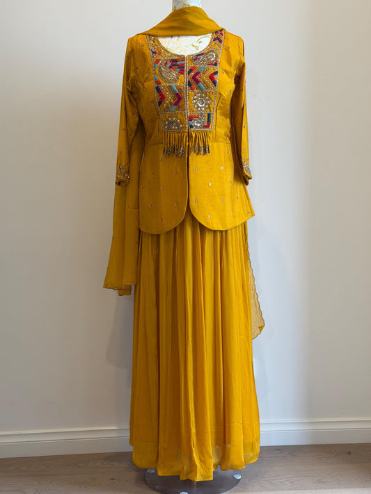 Mustard Yellow Indo Western Outfit , size -38
