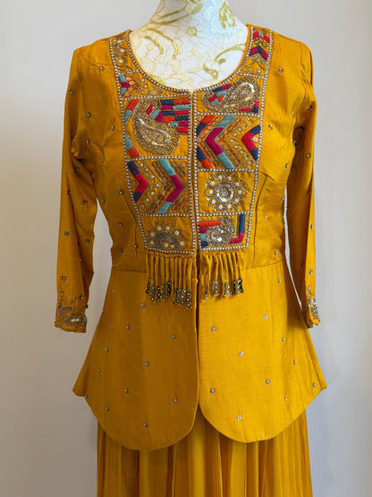 Mustard Yellow Indo Western Outfit , size -38