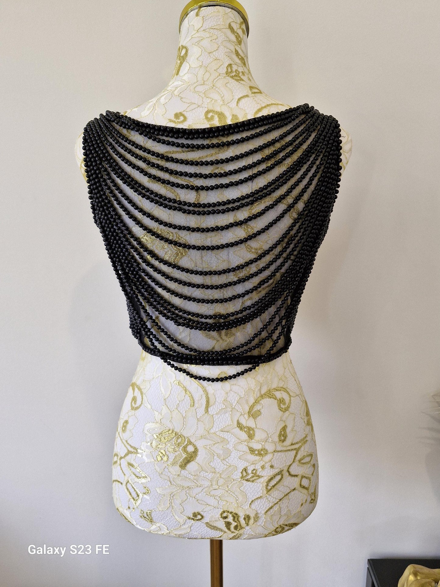 Black Beaded Designer Saree Blouse