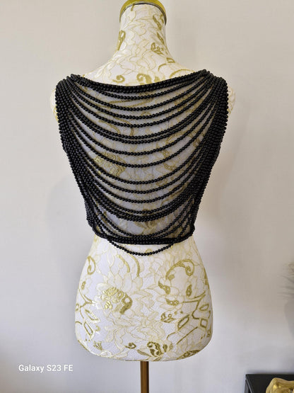 Black Beaded Designer Saree Blouse
