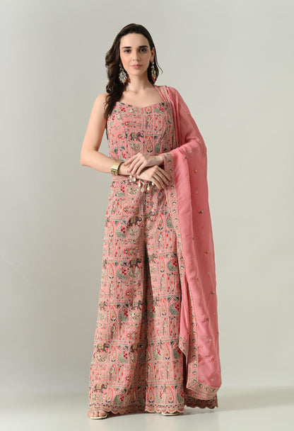 Dori-Back Pink Indo-Western Fusion Outfit | Size 38