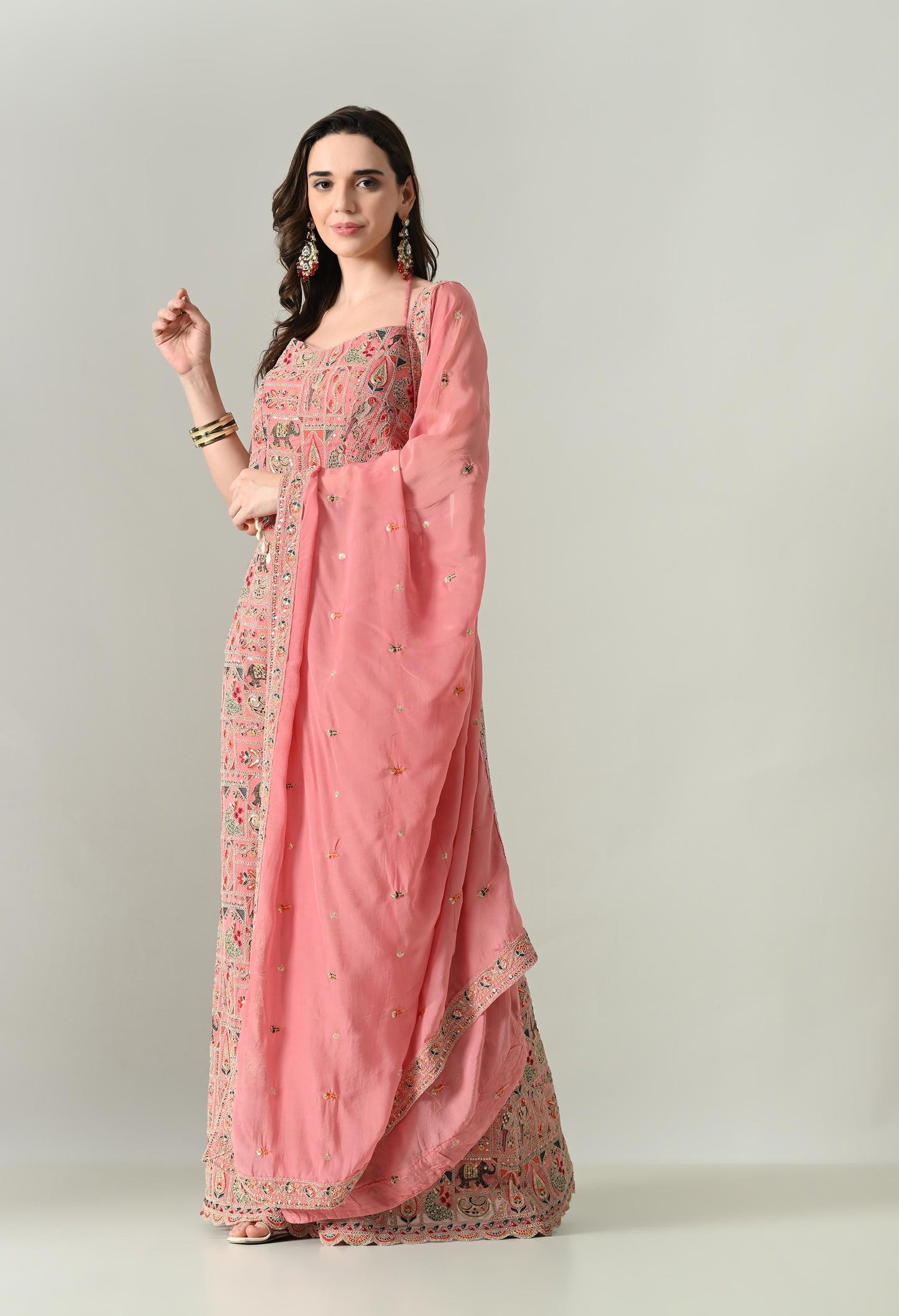 Dori-Back Pink Indo-Western Fusion Outfit | Size 38