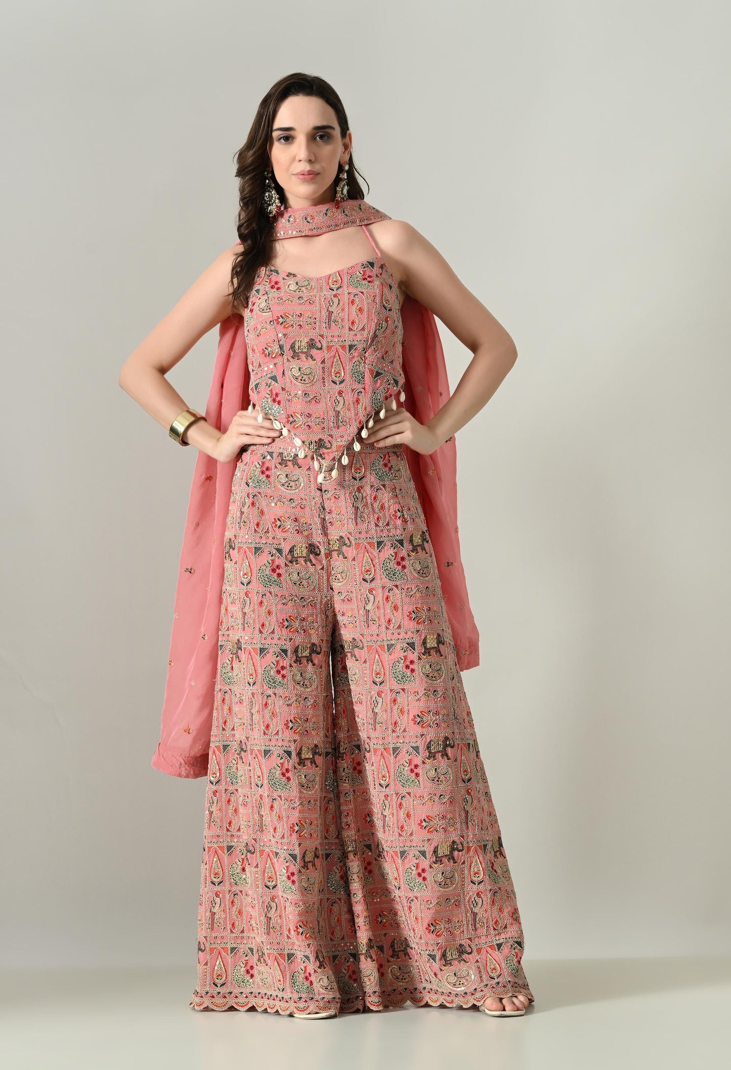 Dori-Back Pink Indo-Western Fusion Outfit | Size 38