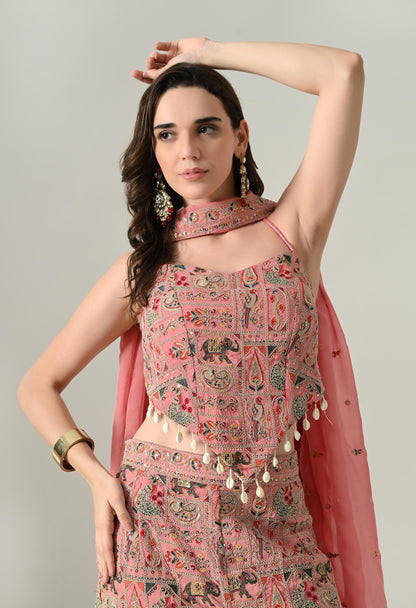 Dori-Back Pink Indo-Western Fusion Outfit | Size 38