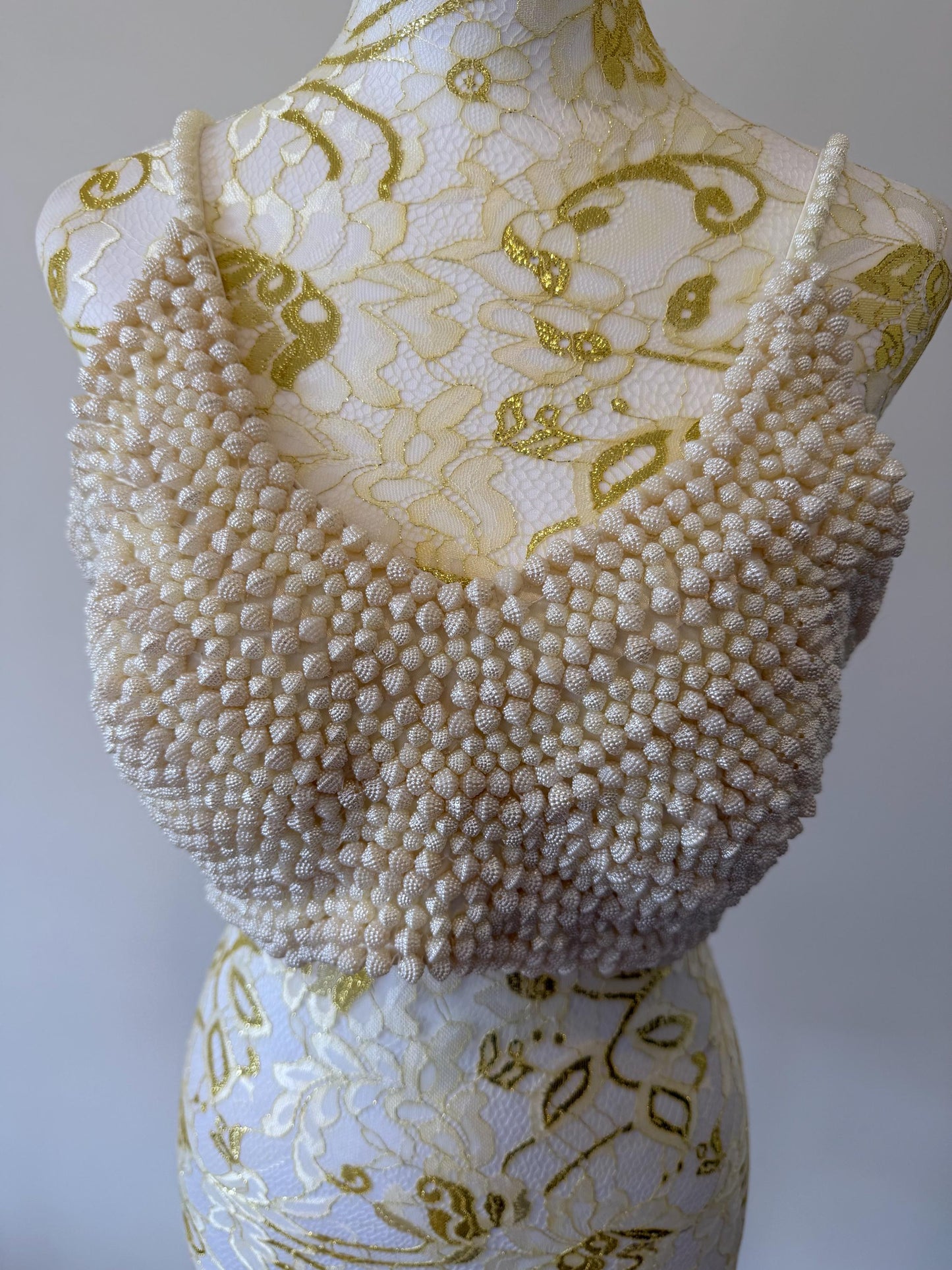 Hand Beaded Pearl Crop Top