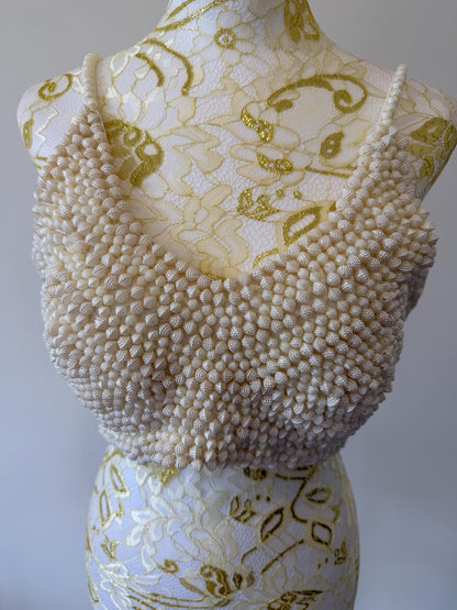 Hand Beaded Pearl Crop Top