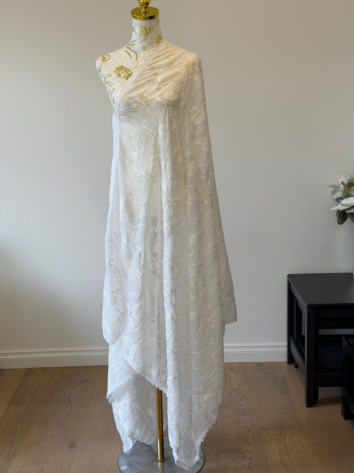 White Chikankari Cotton Dupatta | Handcrafted Traditional Indian Embroidery | Lightweight Ethnic Accessory