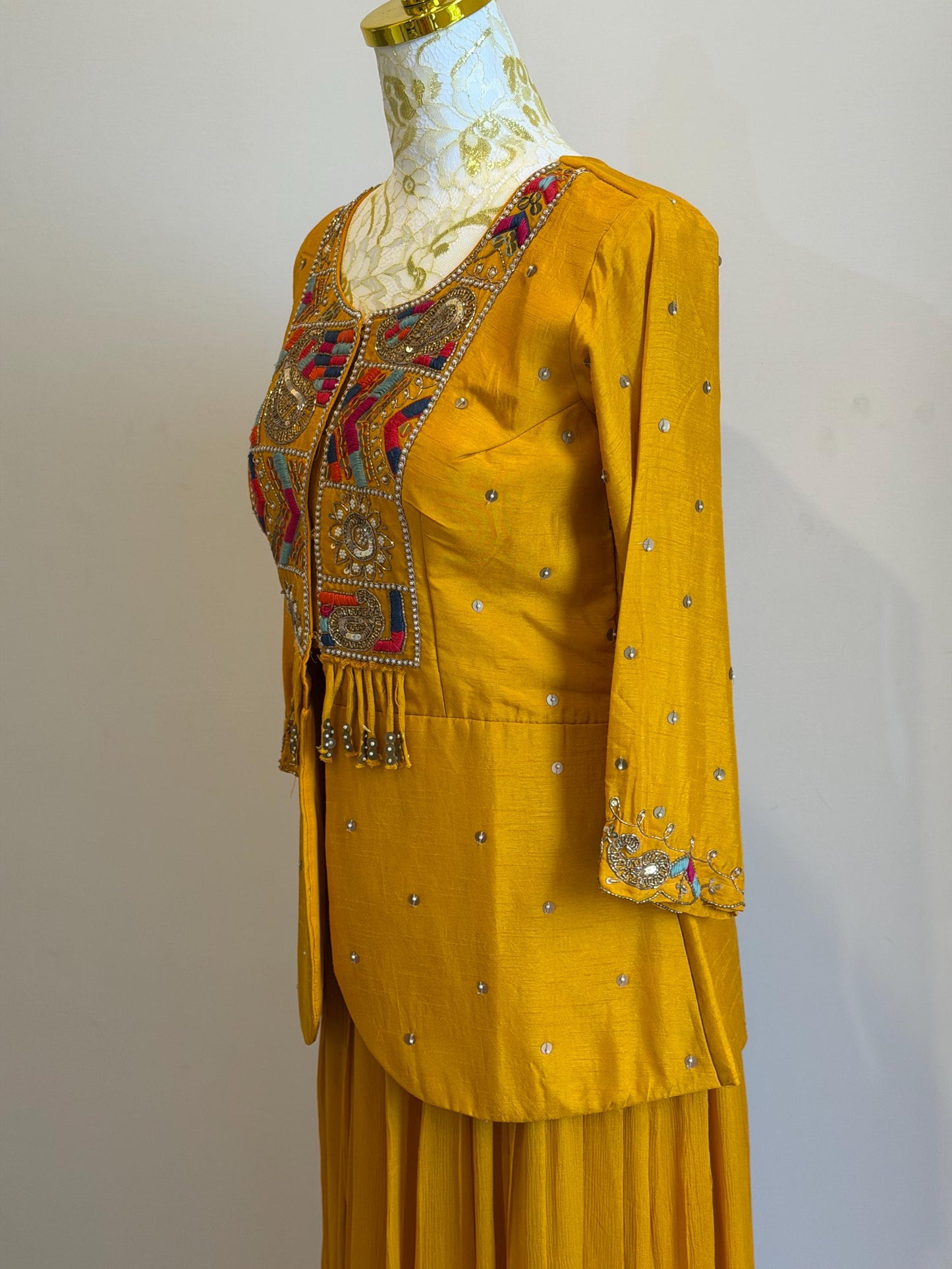 Mustard Yellow Indo Western Outfit , size -38