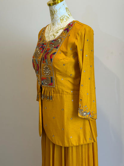 Mustard Yellow Indo Western Outfit , size -38
