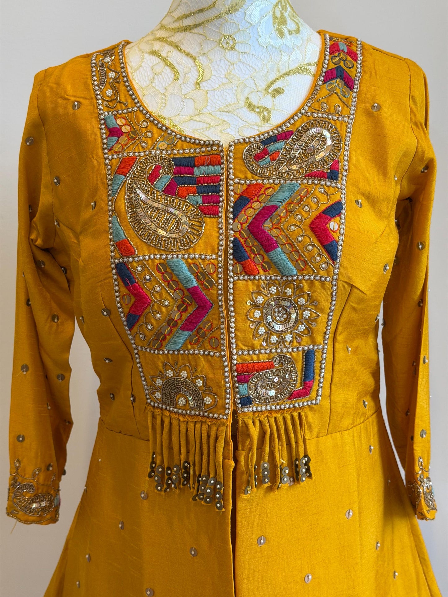 Mustard Yellow Indo Western Outfit , size -38