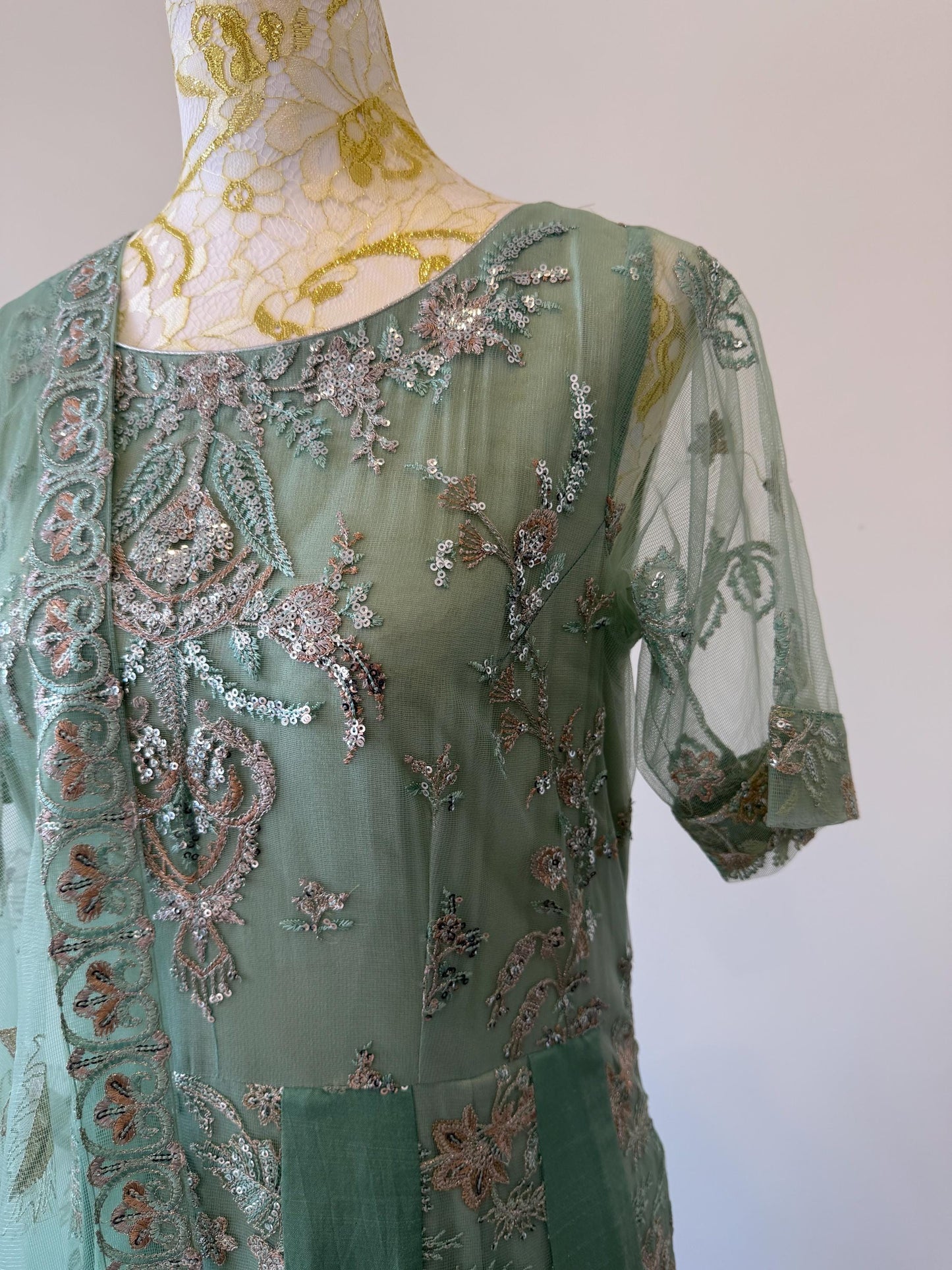 Mint Green Embroidered Pakistani Anarkali Elegant Suit