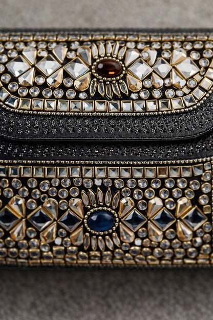 oxidised and studded metal sling bag