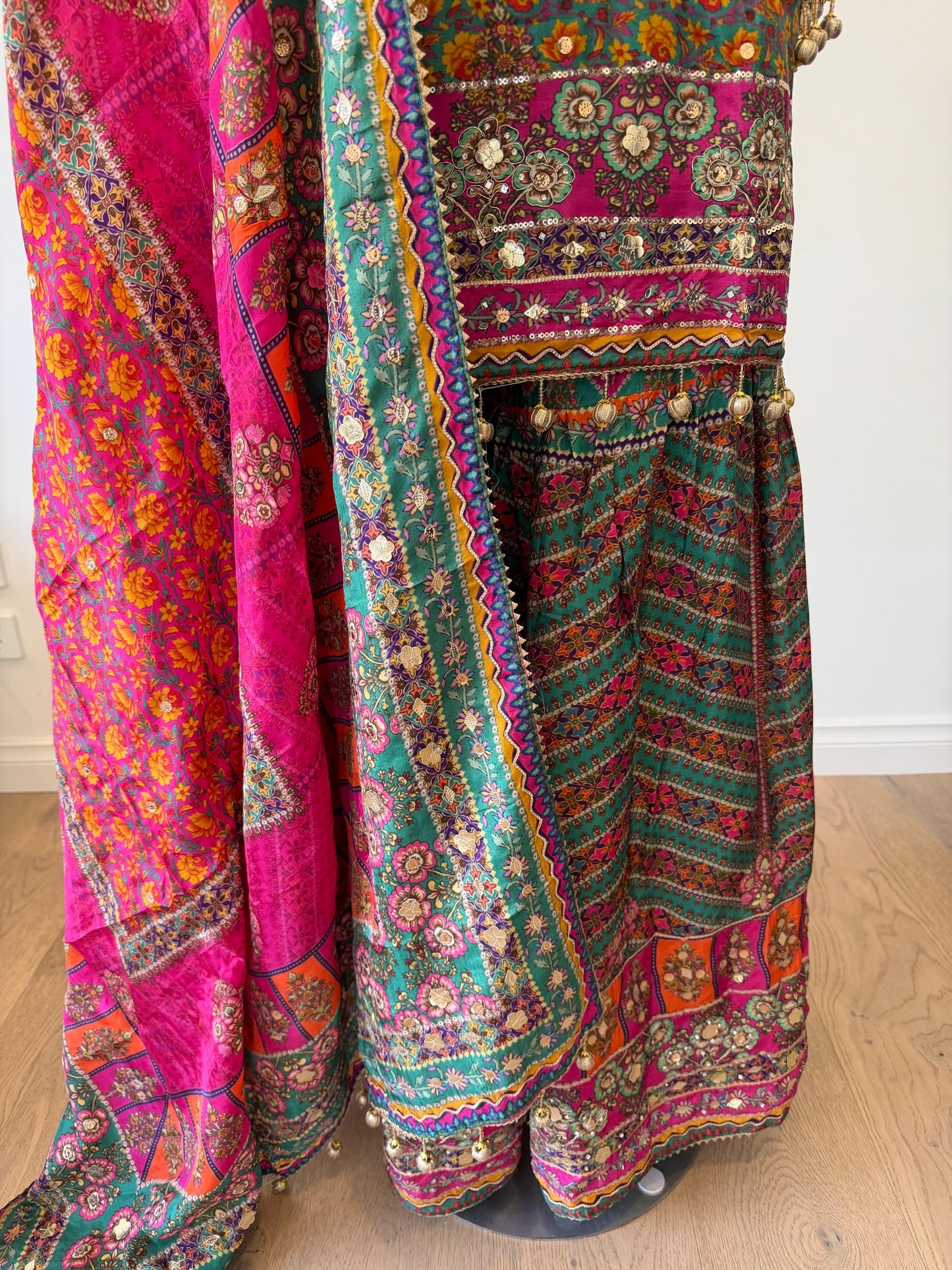 Printed Crepe Sharara Suit with Dupatta | Indian Party Wear | Size 42