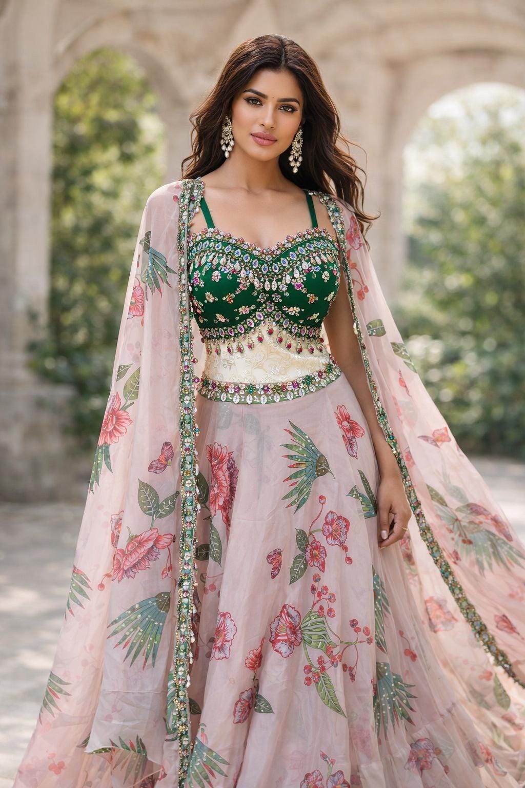 Organza Floral Lehenga