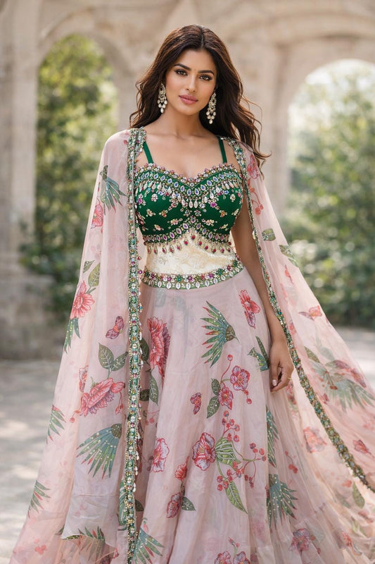 Organza Floral Lehenga