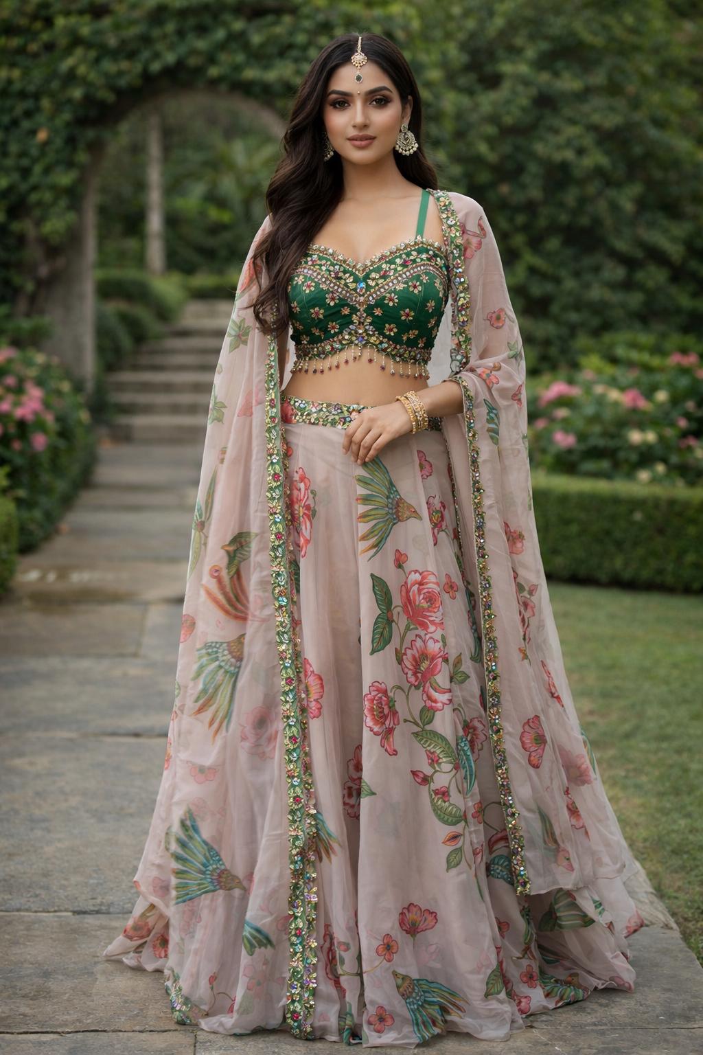 Organza Floral Lehenga