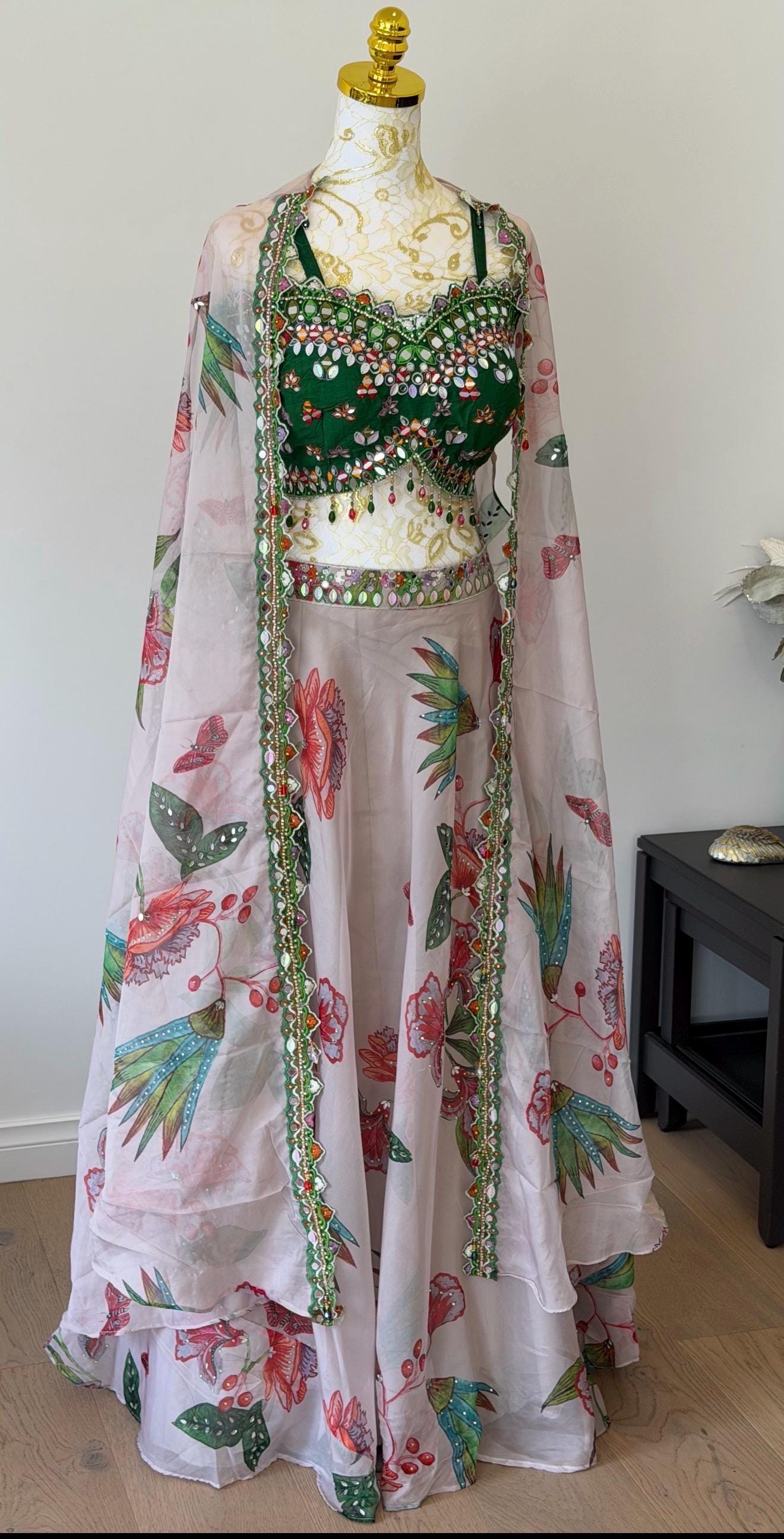 Organza Floral Lehenga