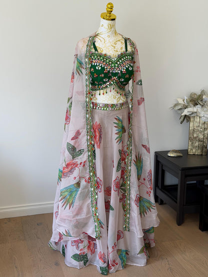 Organza Floral Lehenga