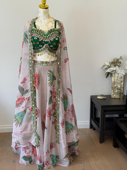 Organza Floral Lehenga