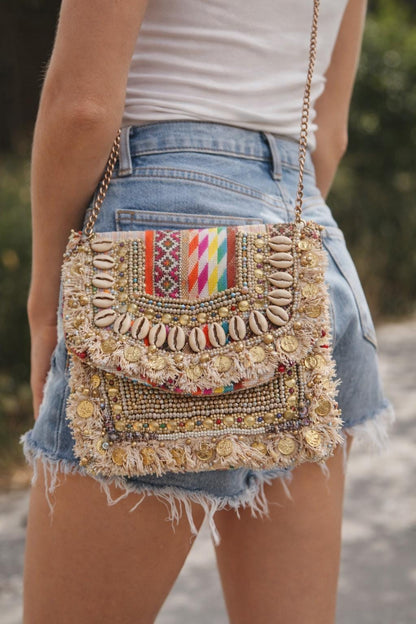Handmade Boho Sling Bag | Shell & Beaded Crossbody 1