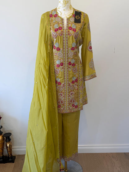 Olive Green Embroidered Salwar Suit Set