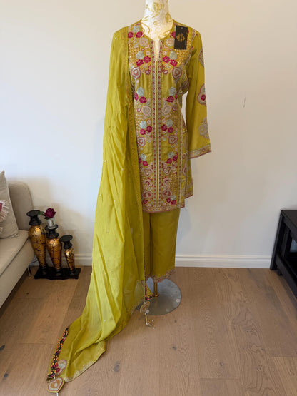 Olive Green Embroidered Salwar Suit Set