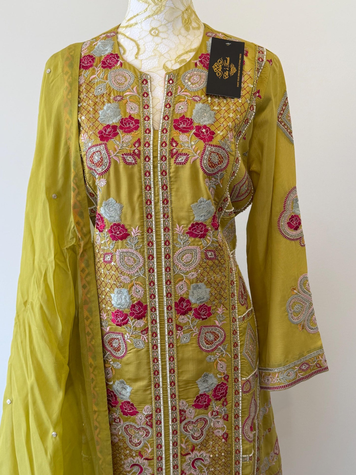 Olive Green Embroidered Salwar Suit Set
