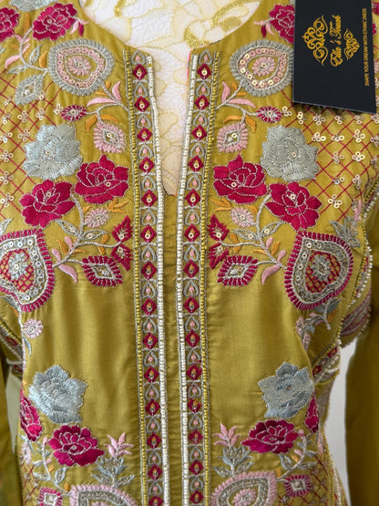Olive Green Embroidered Salwar Suit Set