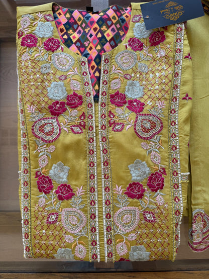 Olive Green Embroidered Salwar Suit Set