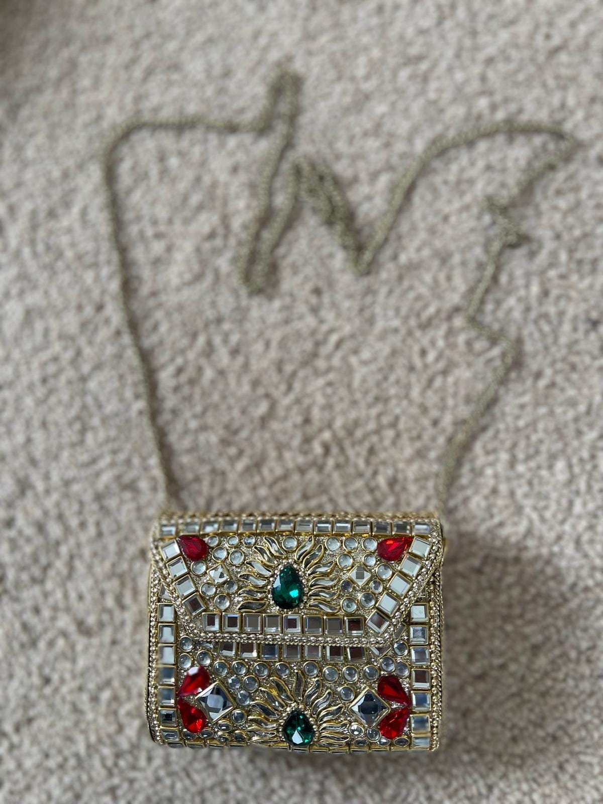 Handcrafted Mini Clutch | Gold Embellished Metal Sling Bag