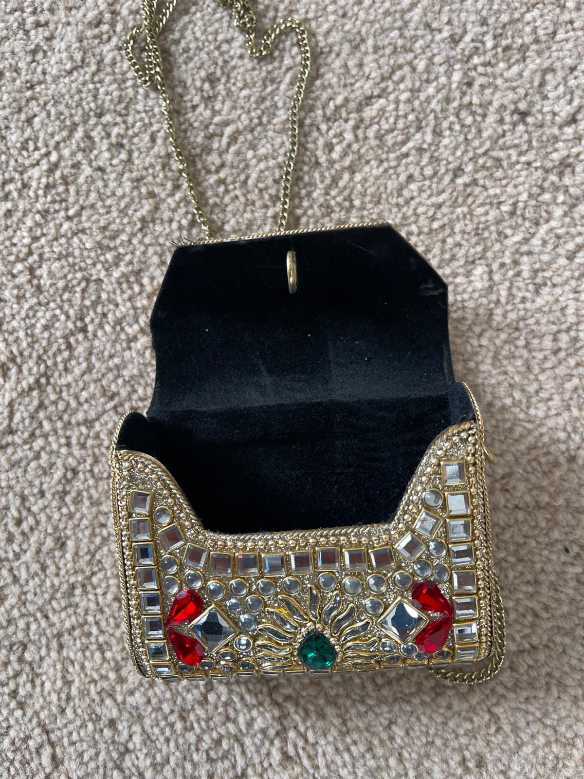 Handcrafted Mini Clutch | Gold Embellished Metal Sling Bag