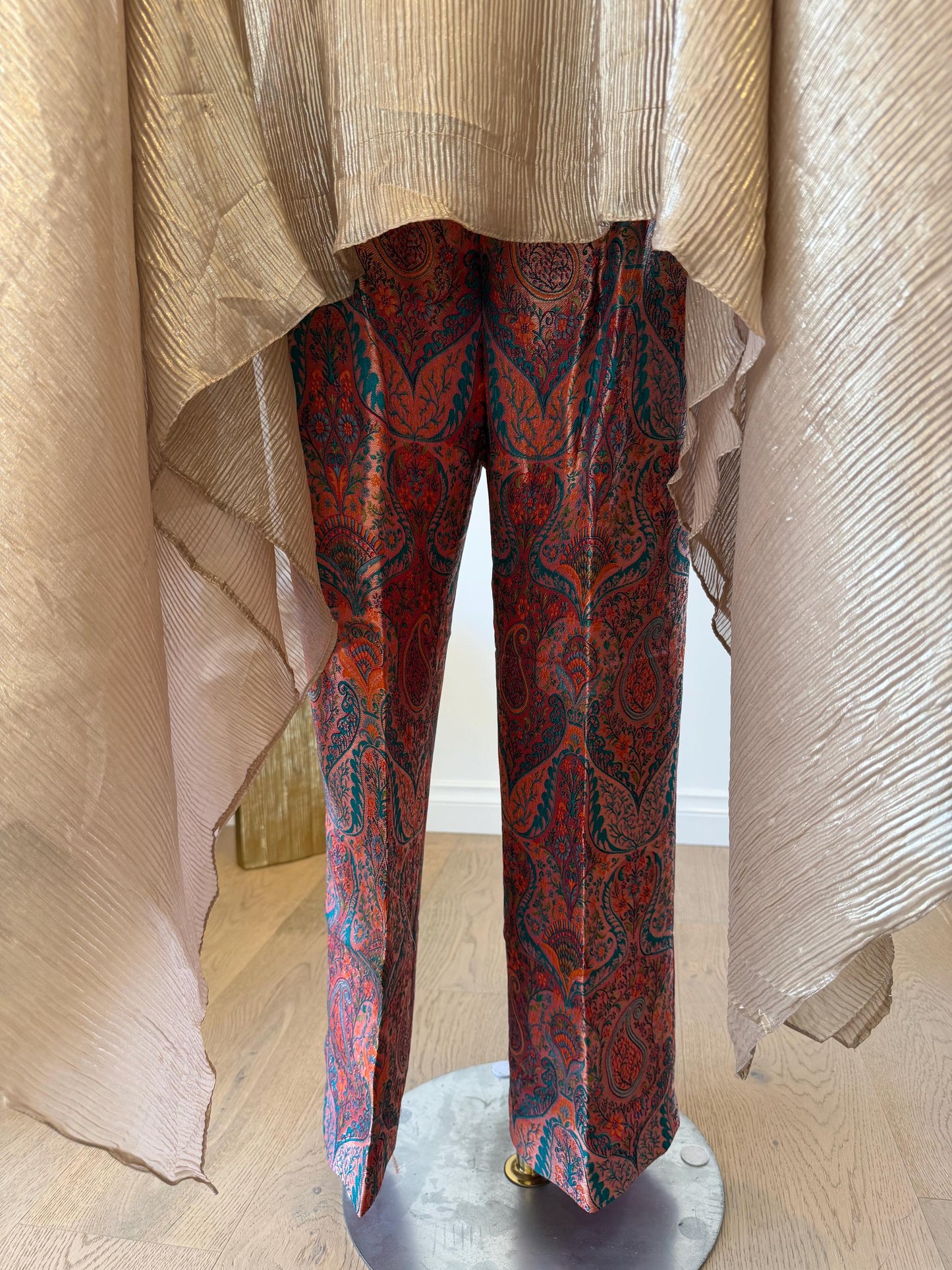Champagne Gold Pleated  Kaftan brocade pants