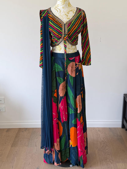 Indo Western Floral Crepe printed Set