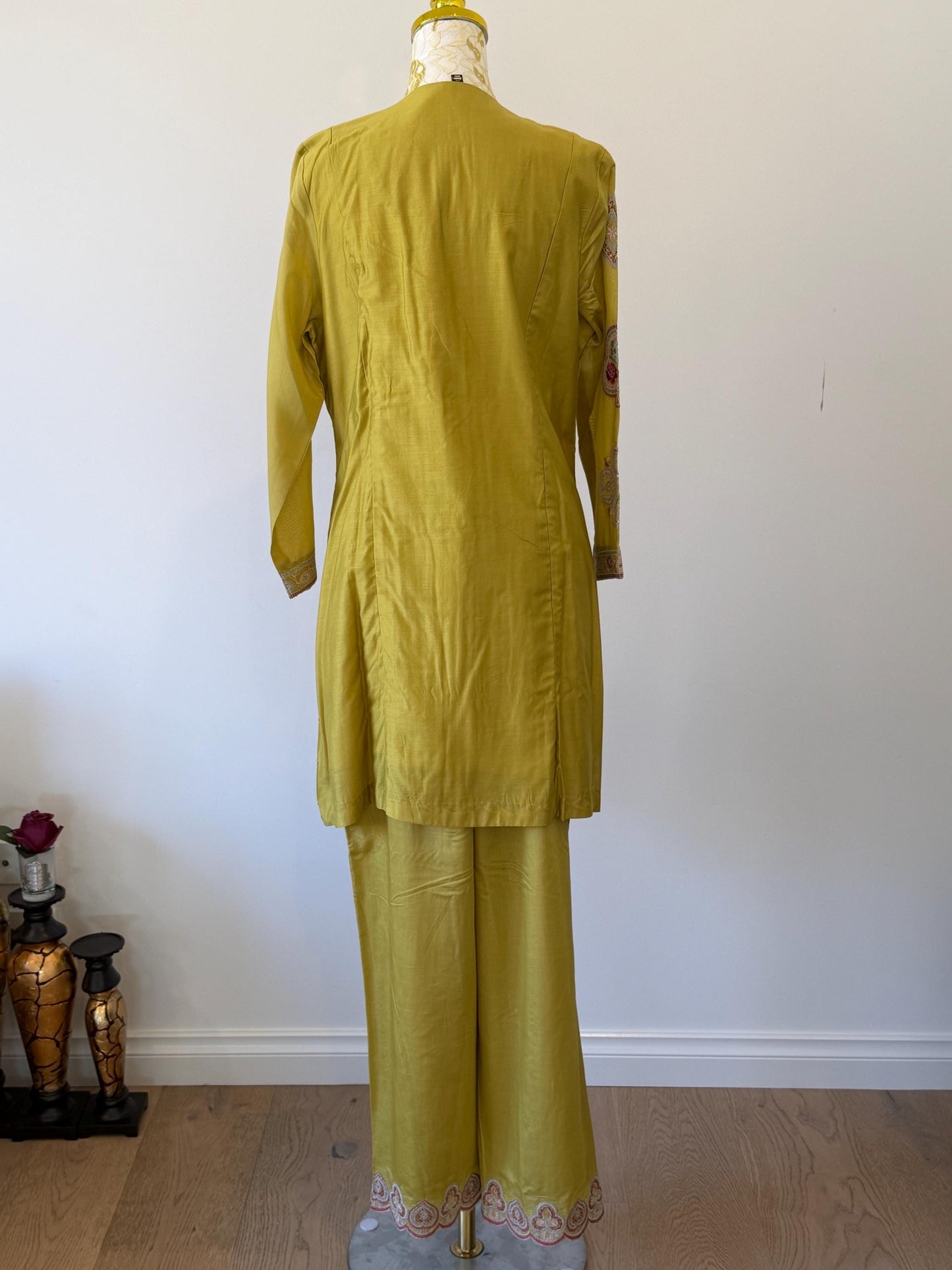 Olive Green Embroidered Salwar Suit Set