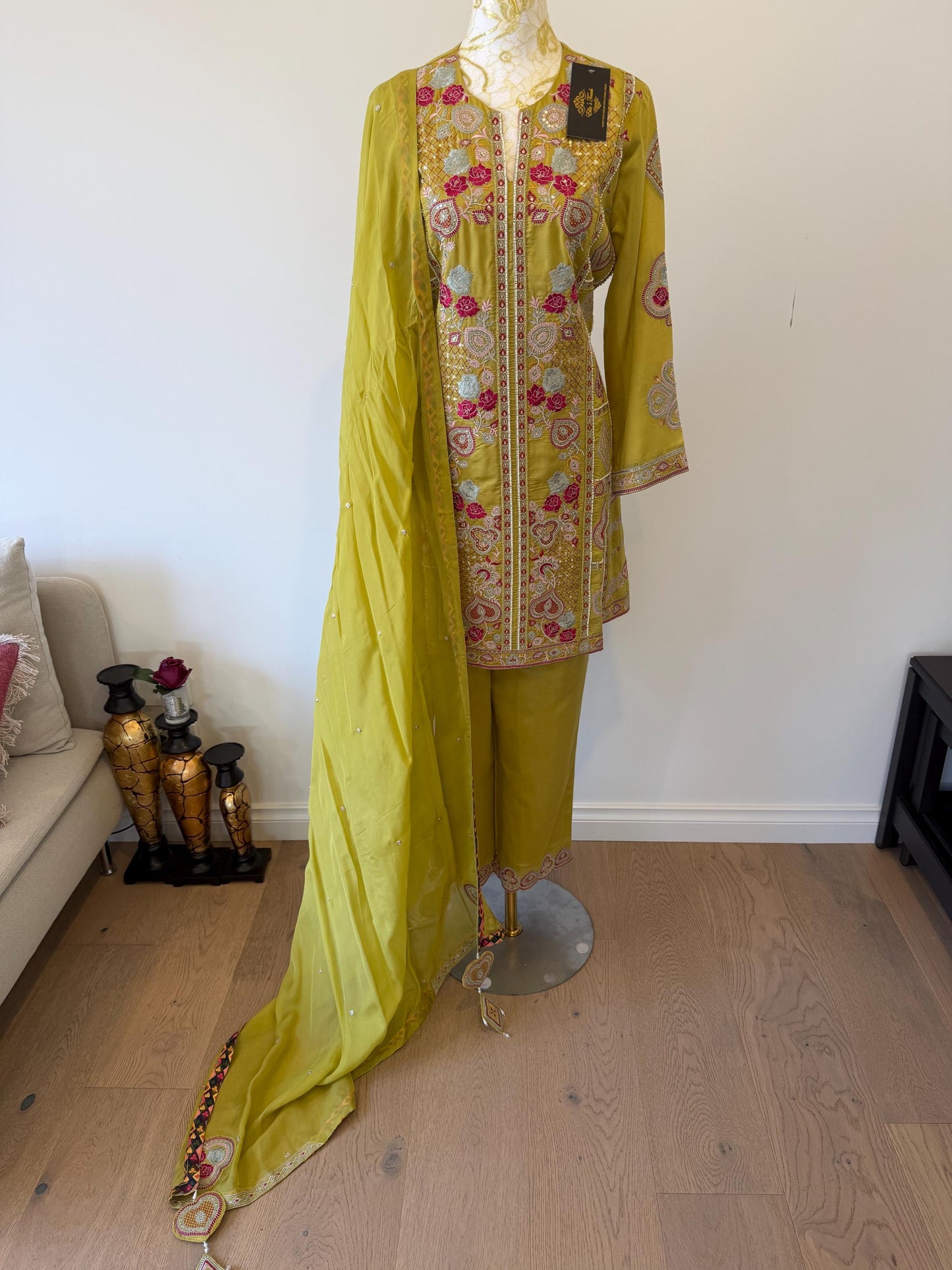 Olive Green Embroidered Salwar Suit Set