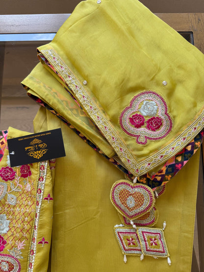 Olive Green Embroidered Salwar Suit Set