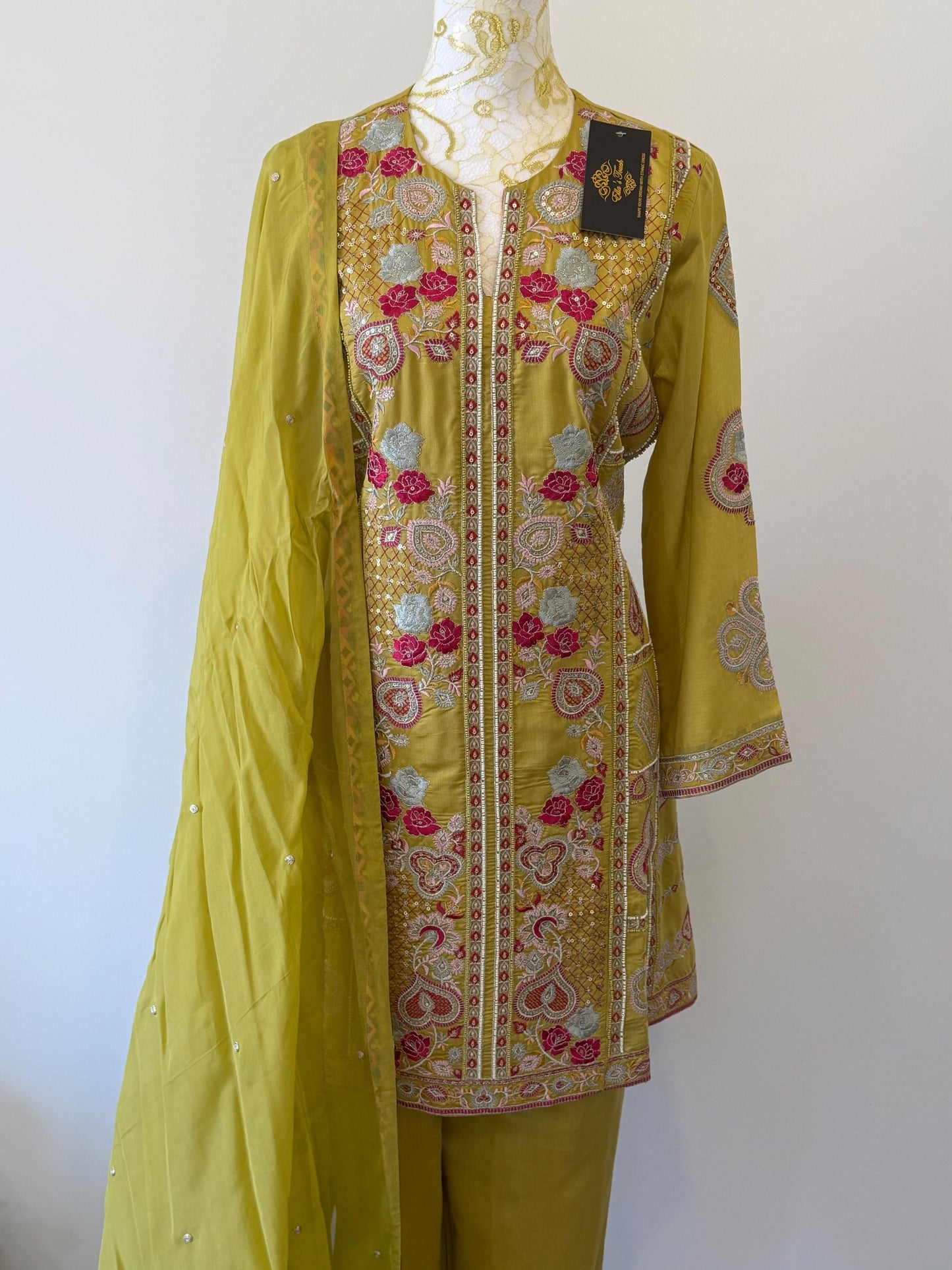 Olive Green Embroidered Salwar Suit Set