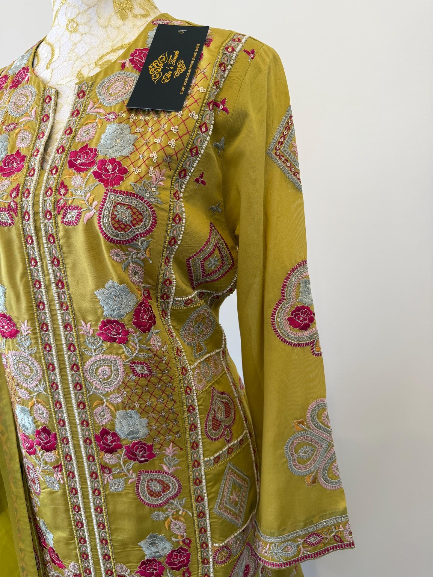 Olive Green Embroidered Salwar Suit Set