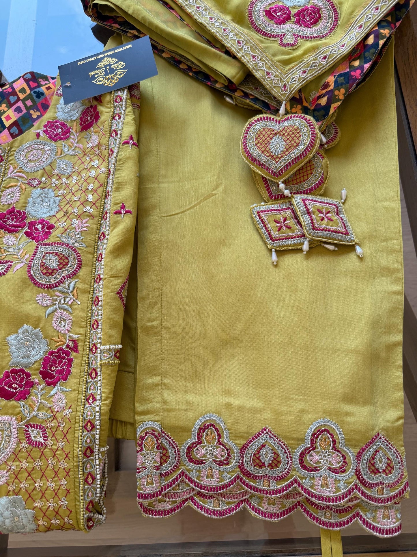 Olive Green Embroidered Salwar Suit Set