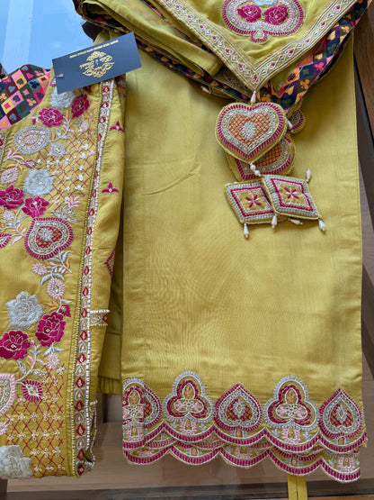 Olive Green Embroidered Salwar Suit Set