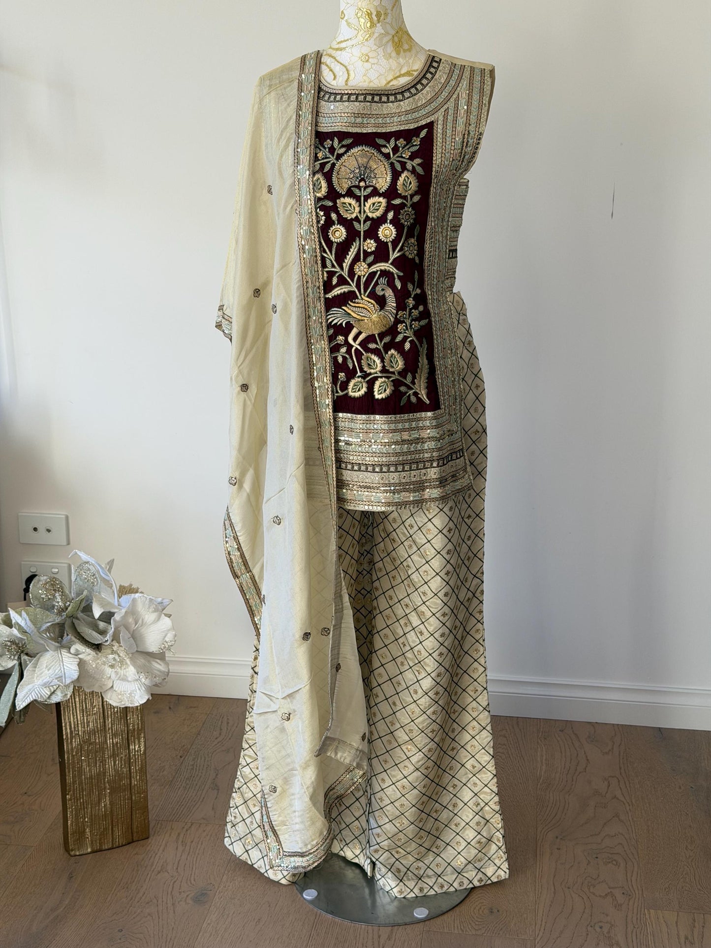 Ivory & Wine Indo-Western Fusion Outfit