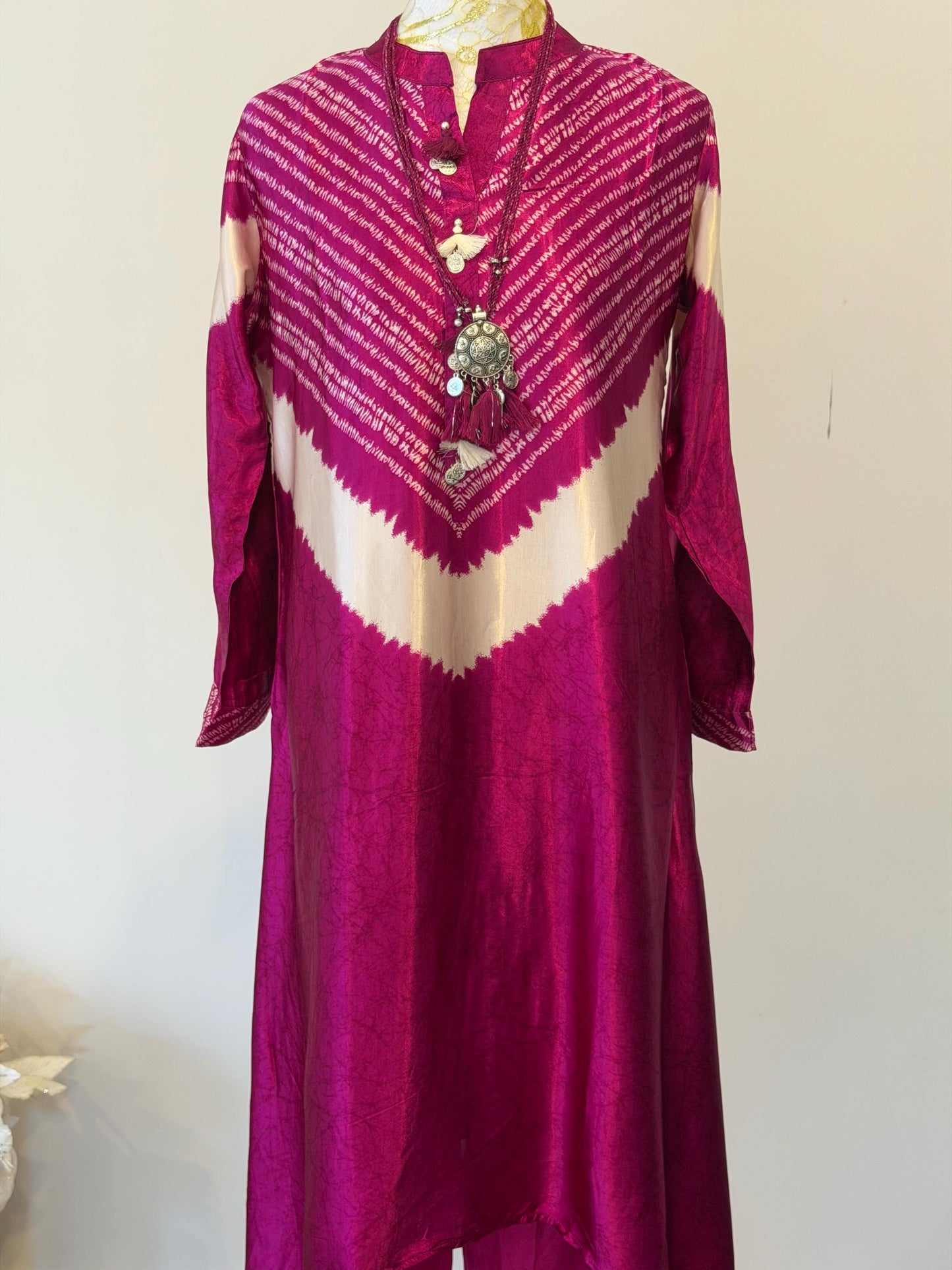 Wine Gajji Silk Kurti cord set